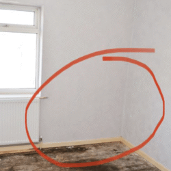 Bedroom 2 (Before) -  Room requires floorboards and flooring replacement, new radiator and full decoration