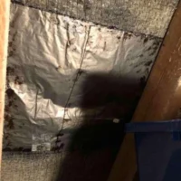 Roof’s poor felt condition prior to work commencing